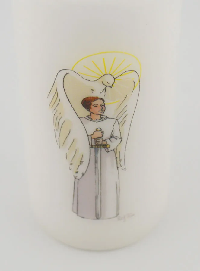 Knight of the Holy Spirit Confirmation Altar Candle - Brown Boy (pic 4)