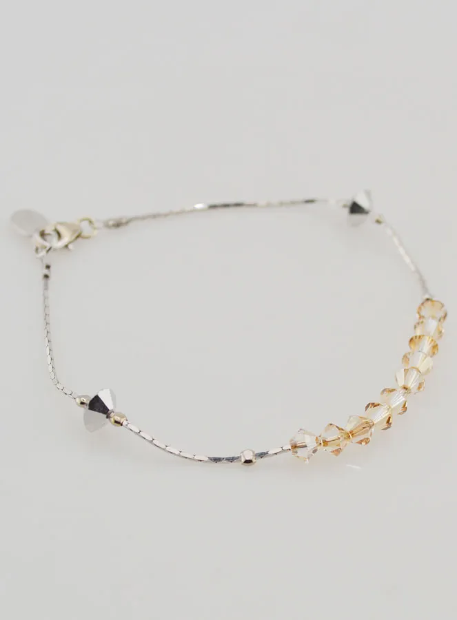 Decade Rosary Bracelet Amber Crystal & Silver (pic 4)