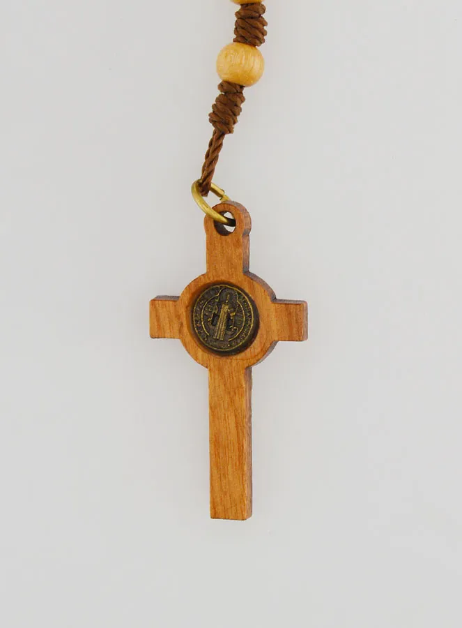 Saint Benedict Rosary Olive Wood - Cross and Medal (pic 4)