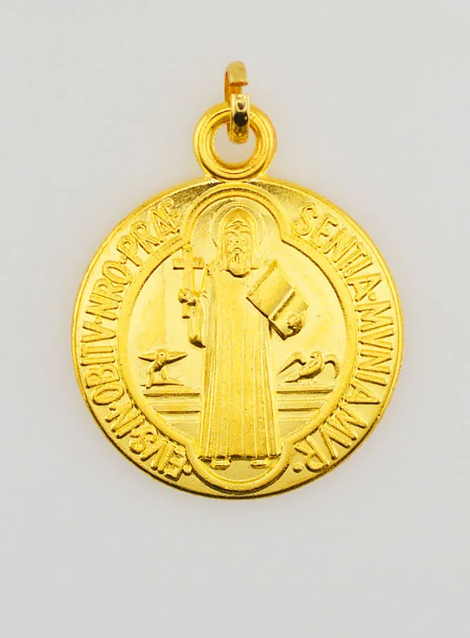 Saint Benedict Medal - Golden Metal - 22 mm (pic 3)
