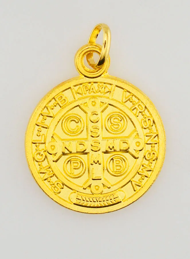 Saint Benedict Medal - Golden Metal - 22 mm (pic 4)