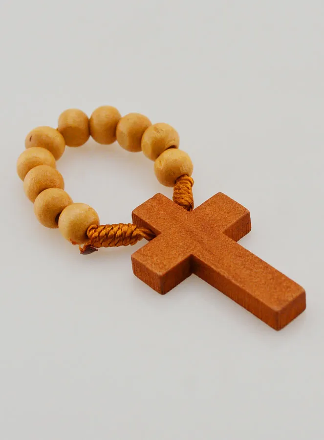 Decade Rosary in Light Brown Wood (pic 4)