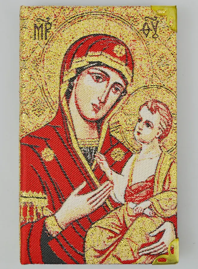 Notepad Virgin Mary Gate of Heaven - Gold Thread Embroidered Fabric Cover (pic 2)
