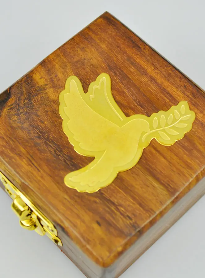 Wooden Rosary Box with Dove of Peace (pic 3)