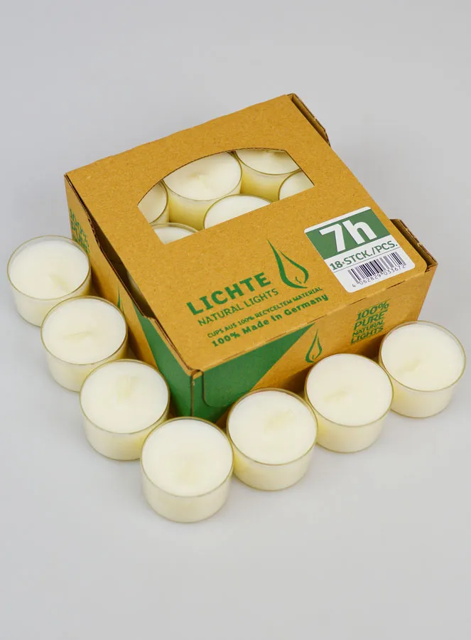 Pack of 18 Organic Tea Lights, 100% Natural - 7 Hours (pic 2)