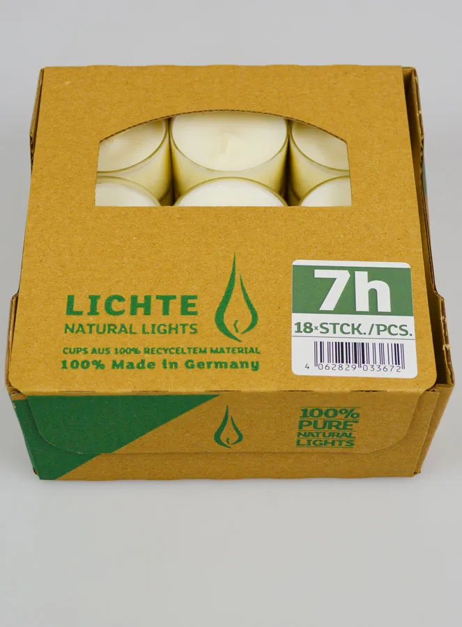 Pack of 18 Organic Tea Lights, 100% Natural - 7 Hours (pic 3)