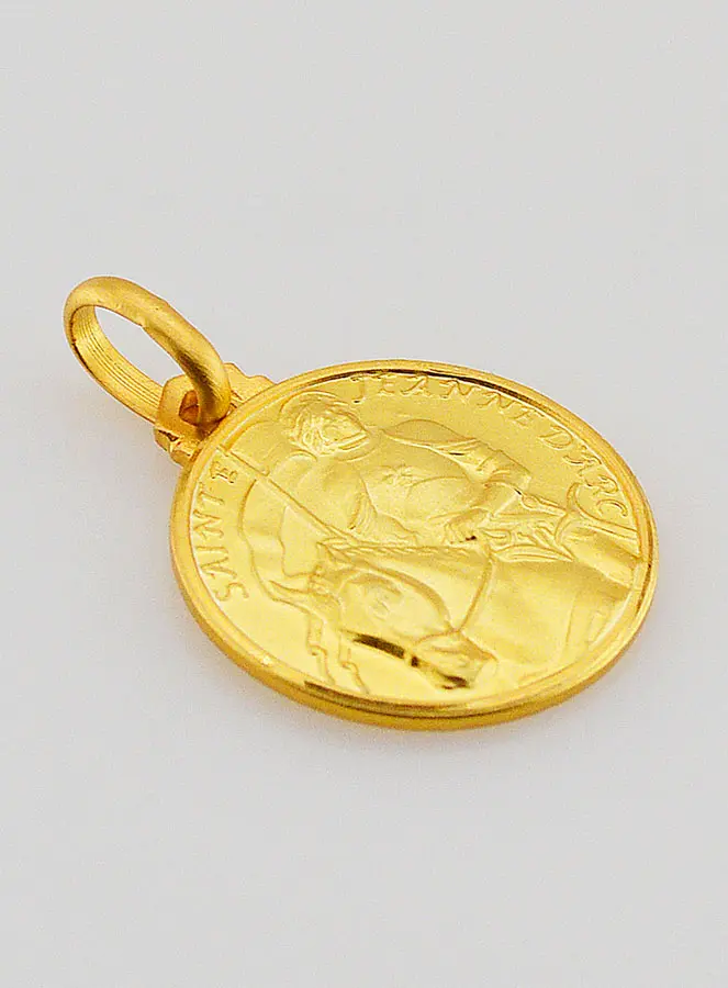 Gold Plated Medal Saint Joan of Arc - 16 mm (pic 2)