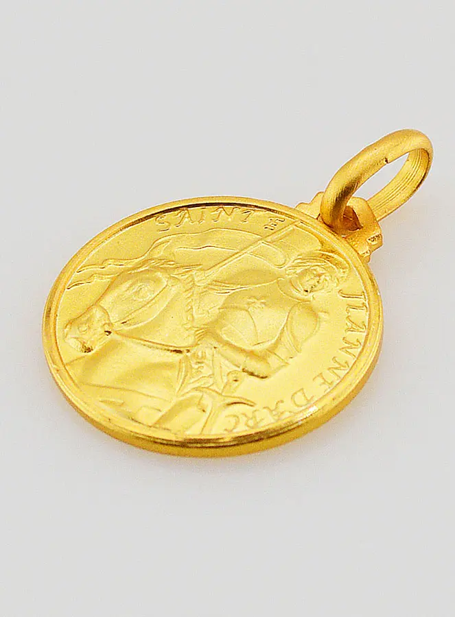 Gold Plated Medal Saint Joan of Arc - 16 mm (pic 3)