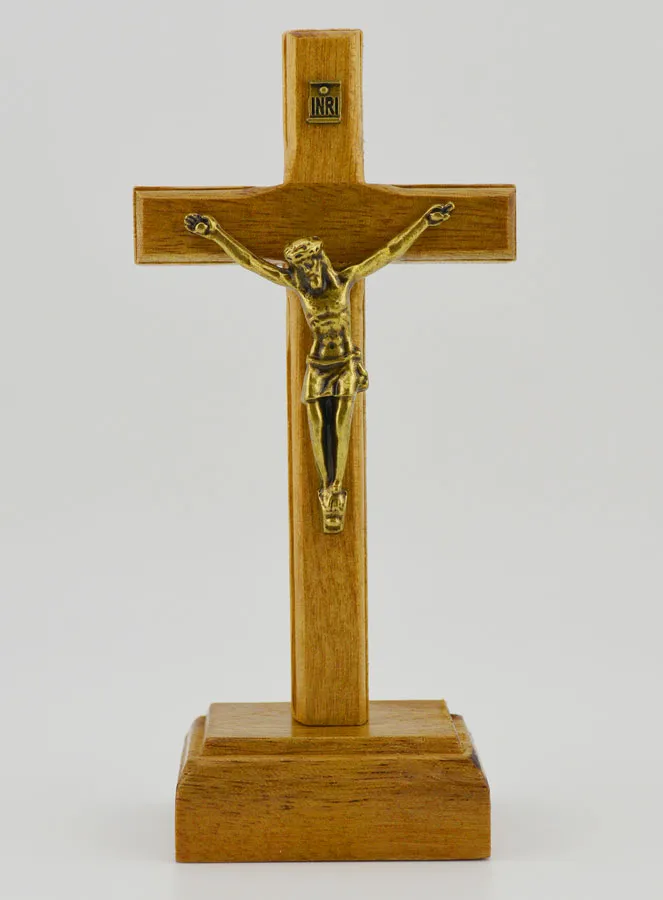 Wooden Standing Crucifix - 10cm (pic 1)