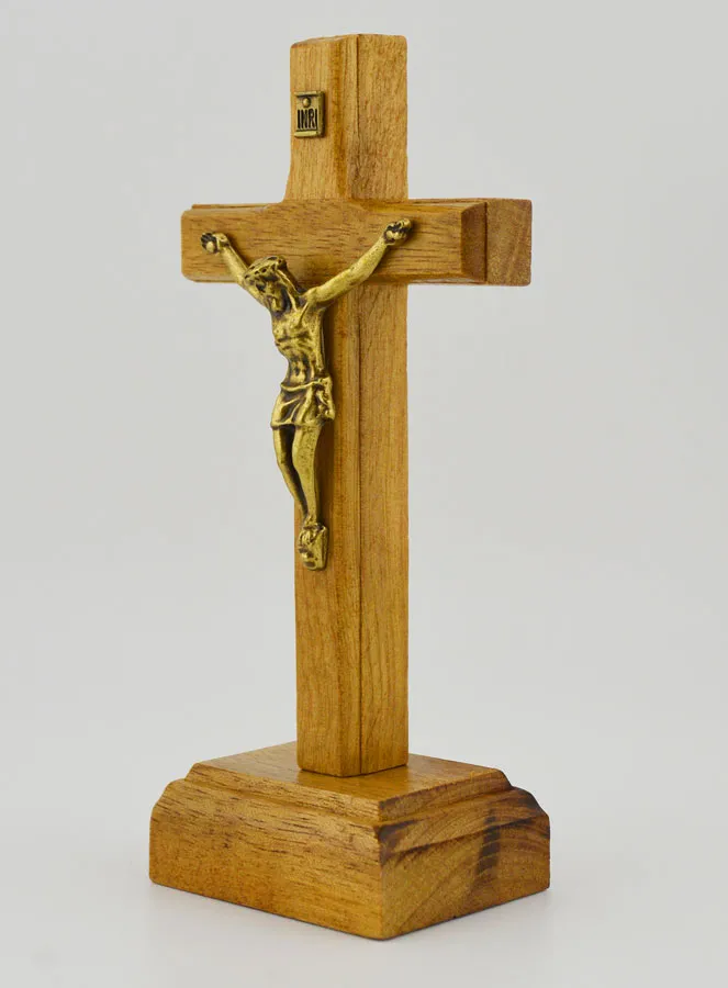 Wooden Standing Crucifix - 10cm (pic 2)