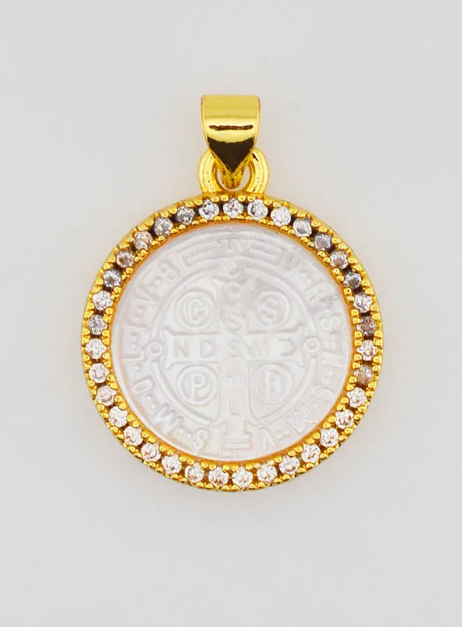 Mother-of-Pearl Pendant Cross of Saint Benedict - 22mm (pic 1)