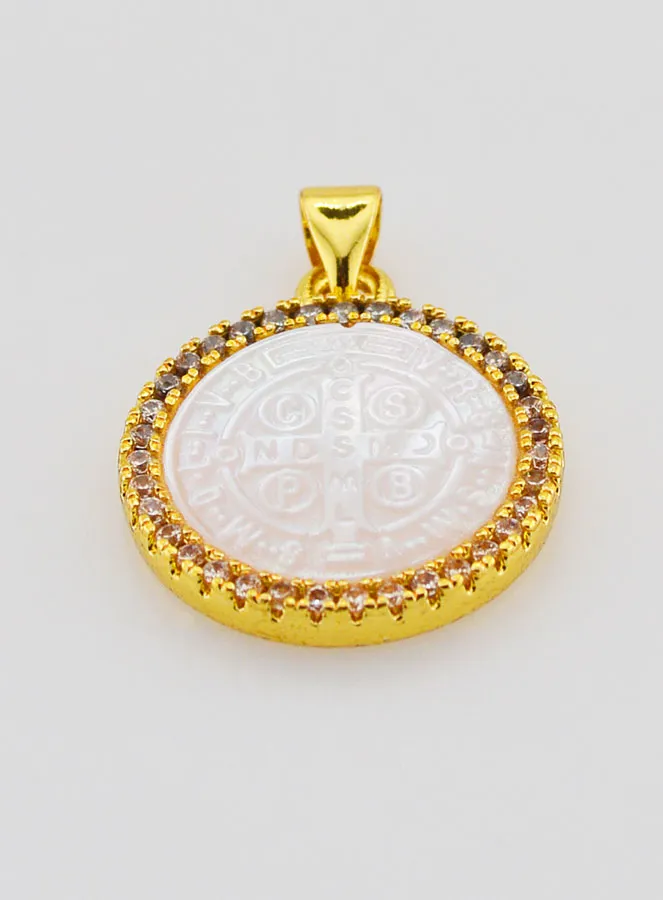 Mother-of-Pearl Pendant Cross of Saint Benedict - 22mm (pic 2)