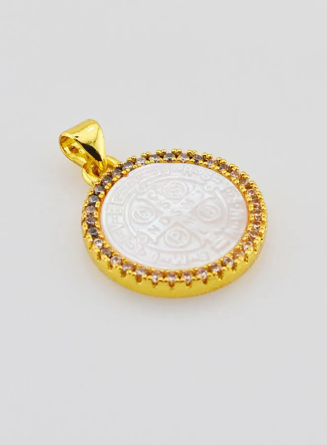 Mother-of-Pearl Pendant Cross of Saint Benedict - 22mm (pic 3)