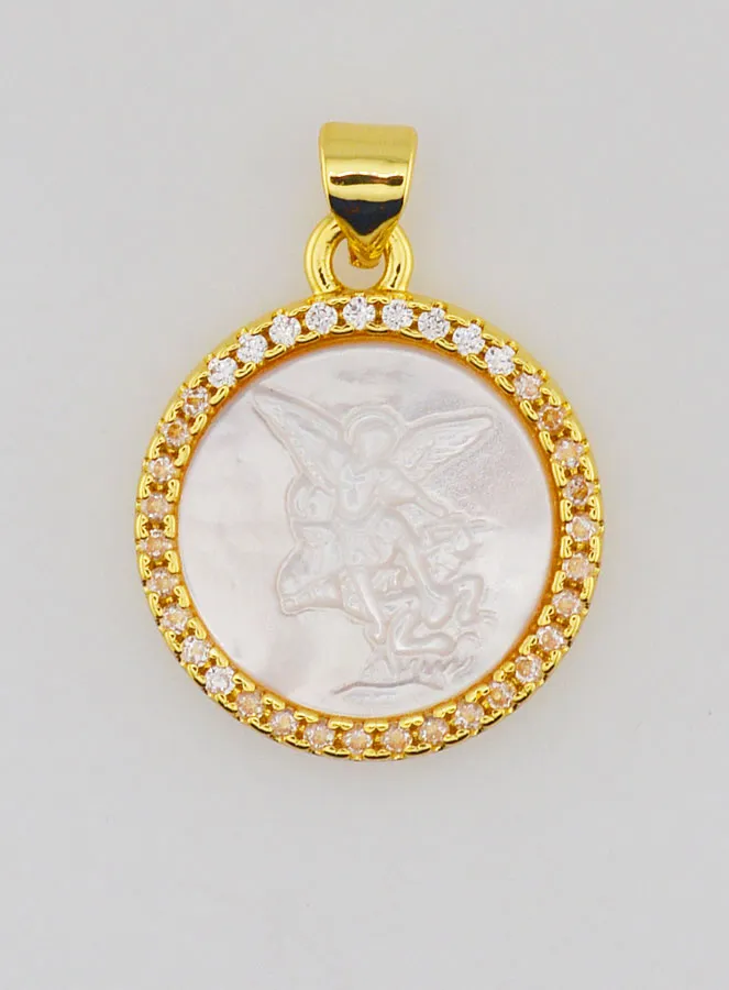 Golden Medal Saint Michael in Mother-of-Pearl - 22mm (pic 1)