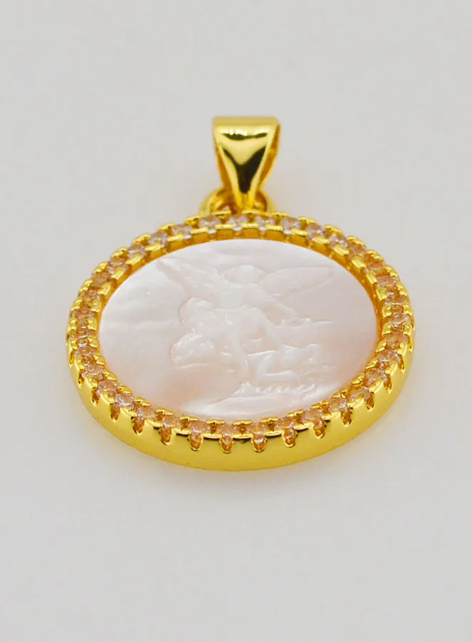 Golden Medal Saint Michael in Mother-of-Pearl - 22mm (pic 2)