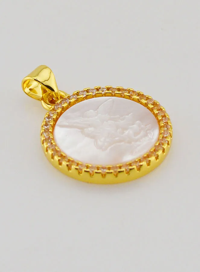 Golden Medal Saint Michael in Mother-of-Pearl - 22mm (pic 3)