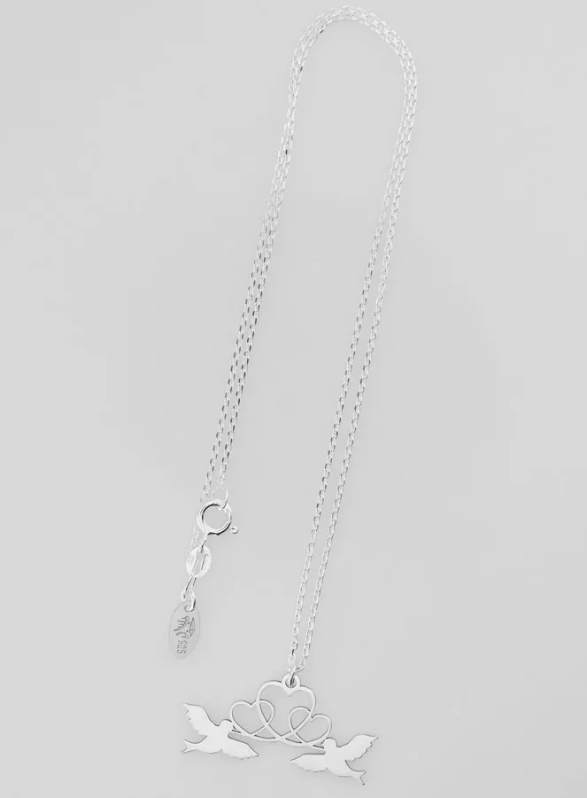Religious Necklace Doves and Hearts - 925 Silver (pic 2)