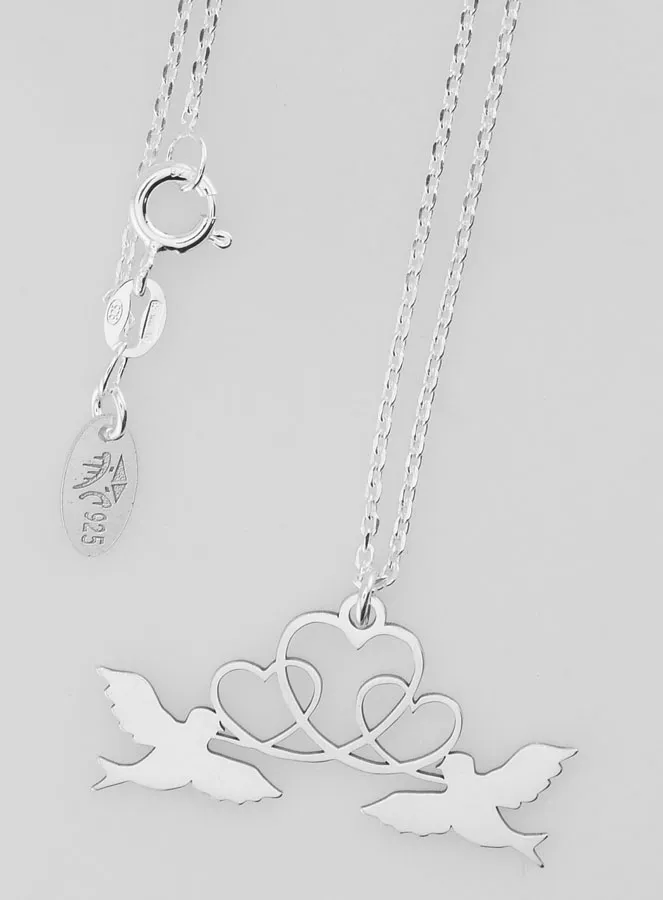 Religious Necklace Doves and Hearts - 925 Silver (pic 4)