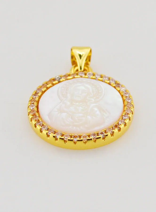 Mother-of-Pearl Sacred Heart of Jesus Pendant - 22mm (pic 2)