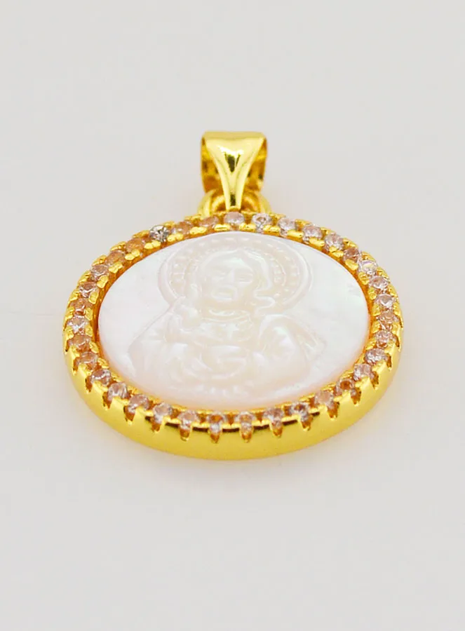 Golden Sacred Heart of Jesus Medal in Mother-of-Pearl - 22mm (pic 2)