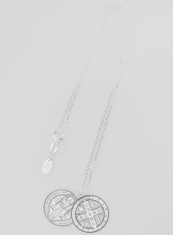 Silver Religious Necklace Saint Benedict 20 mm (pic 2)