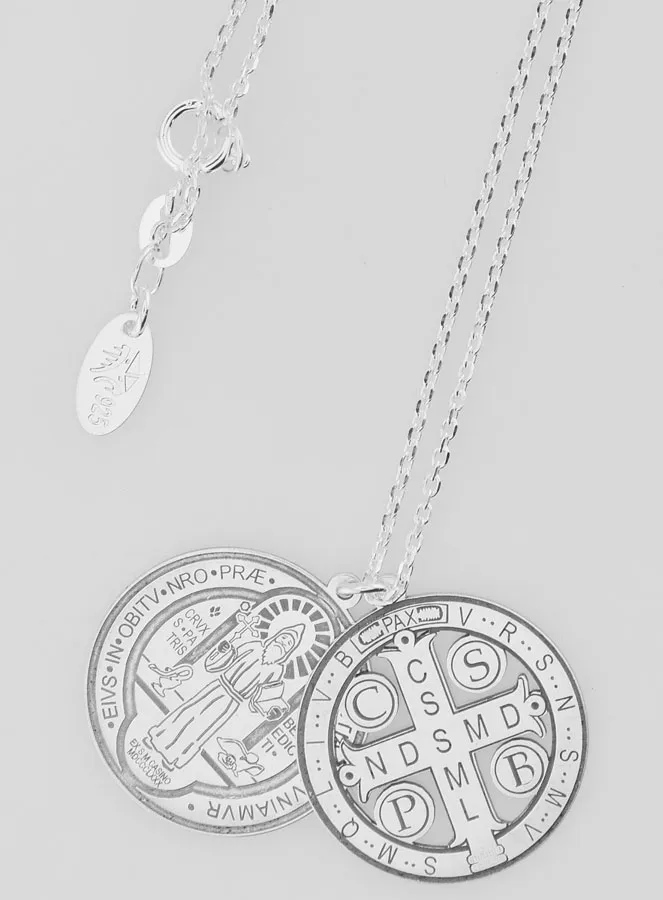 Silver Religious Necklace Saint Benedict 20 mm (pic 4)