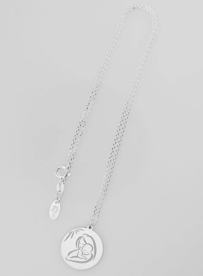 Religious Necklace Virgin and Child in Silver 20mm (pic 2)