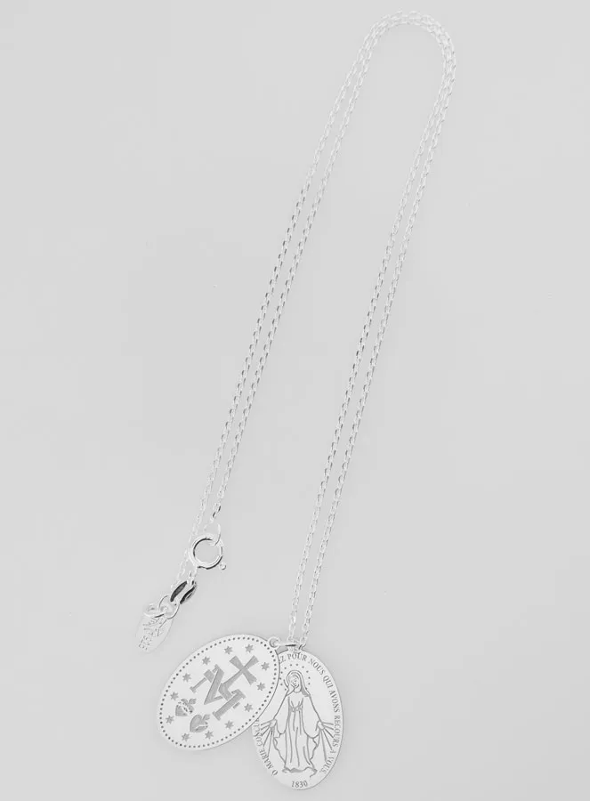 Miraculous Medal 2 Pendants with Necklace - 925 Silver (pic 2)