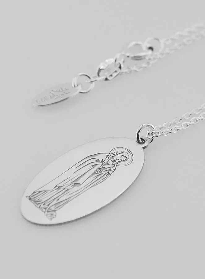 Virgin Mary Medal + Necklace - Solid Silver (pic 1)
