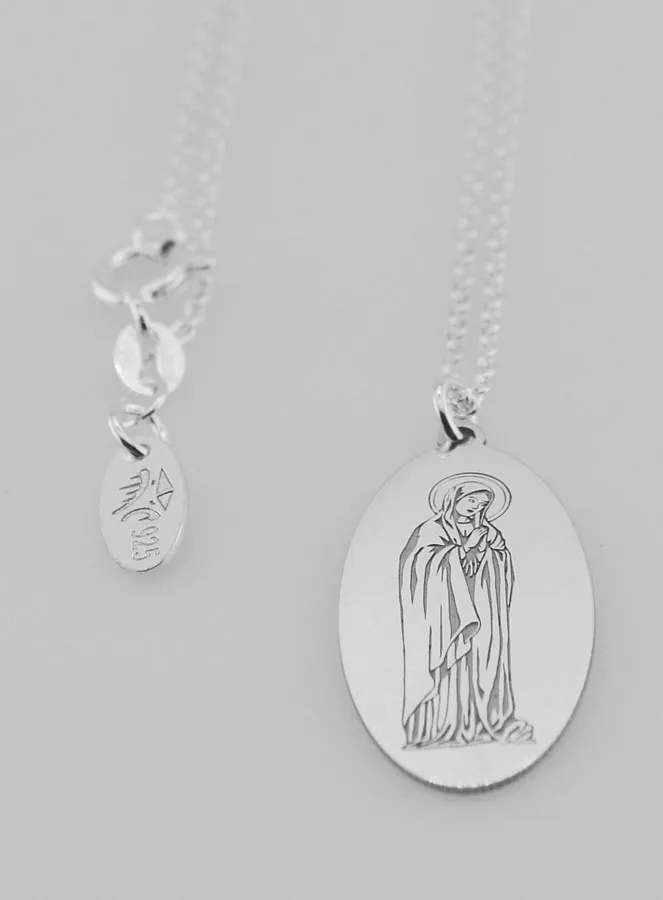 Virgin Mary Medal + Necklace - Solid Silver (pic 3)
