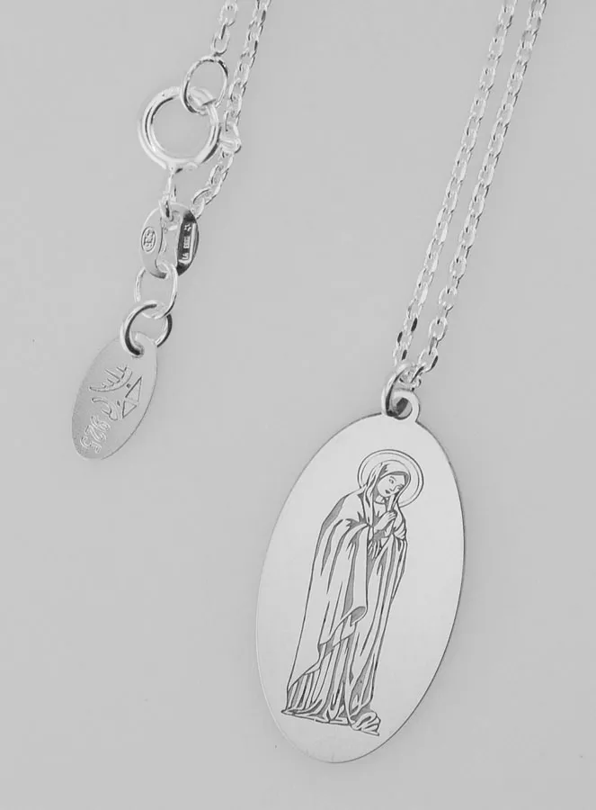Virgin Mary Medal + Necklace - Solid Silver (pic 4)