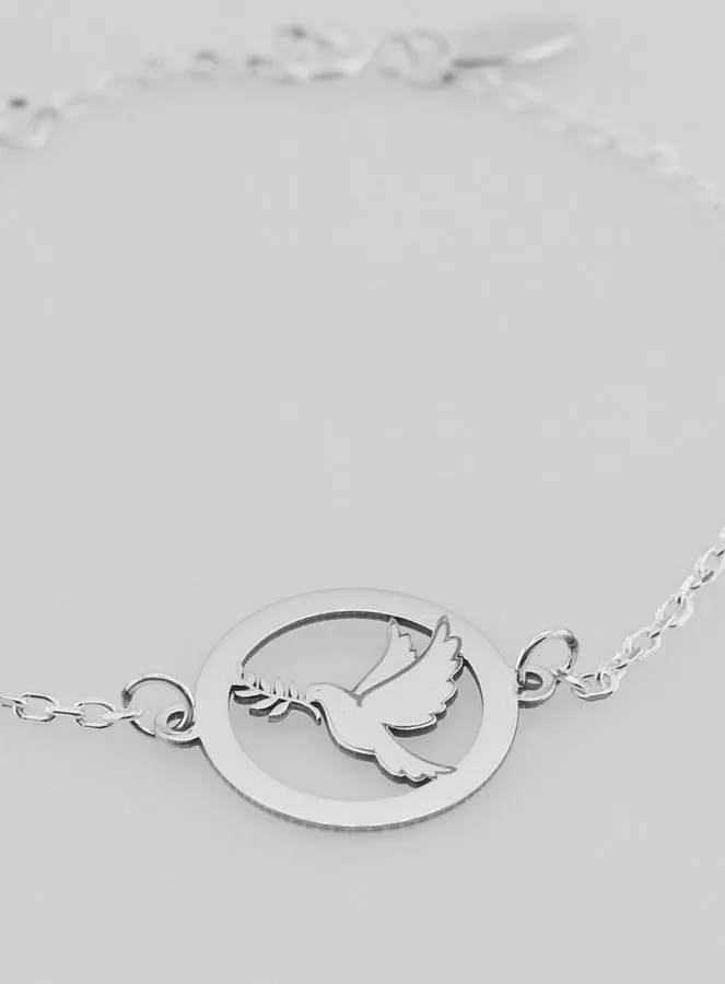 Sterling Silver Bracelet - Dove and Branch (pic 2)