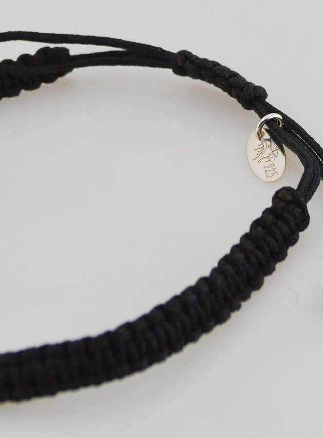 Black Braided Rope Bracelet - Silver Cross (pic 4)