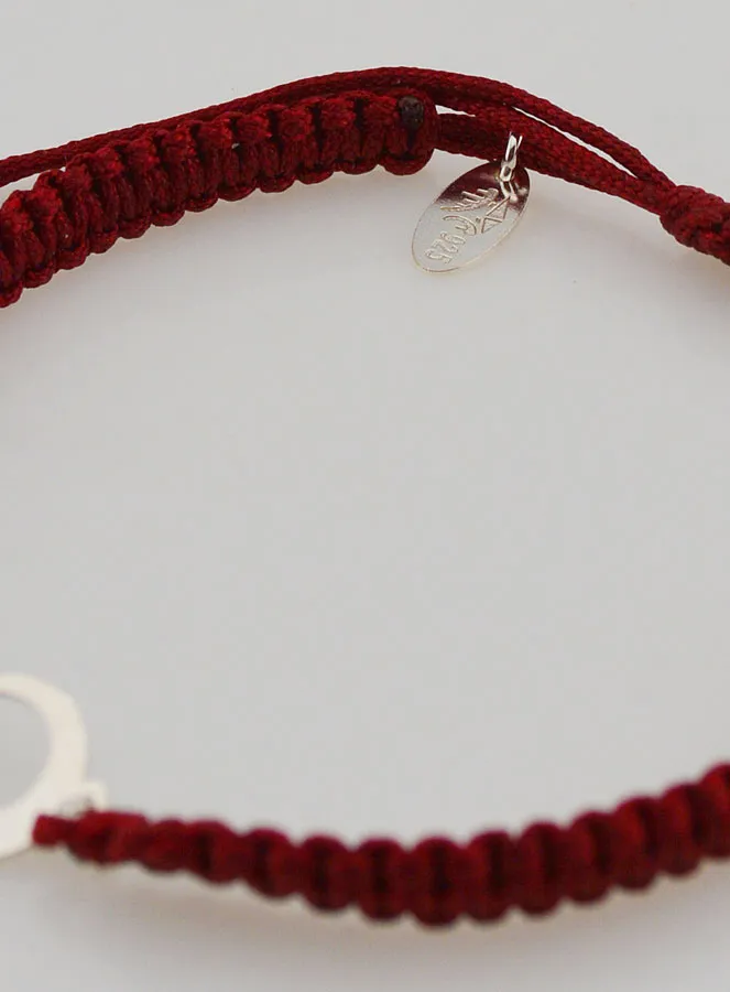 Burgundy Red Braided Rope Bracelet - Silver Infinity Symbol (pic 4)