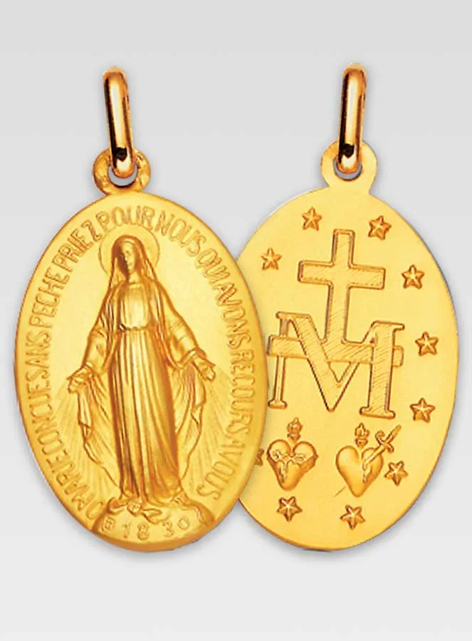 Miraculous Medal 17mm - 9 Carat Gold (pic 1)