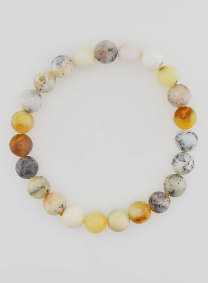 Dendritic Opal Gemstone Bracelet - 8 mm (pic 1)