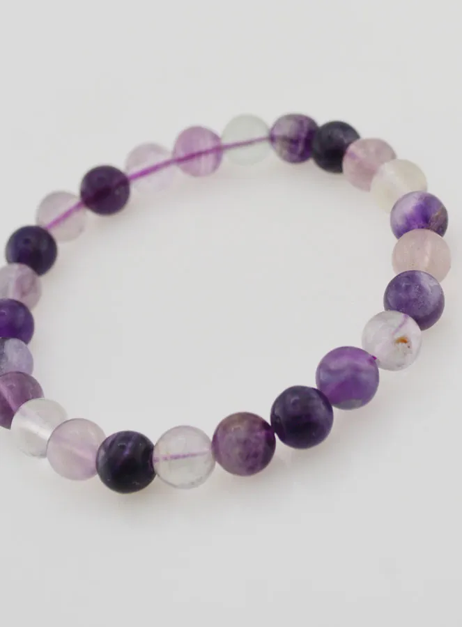 Purple Fluorite Gemstone Bracelet - 8 mm (pic 4)
