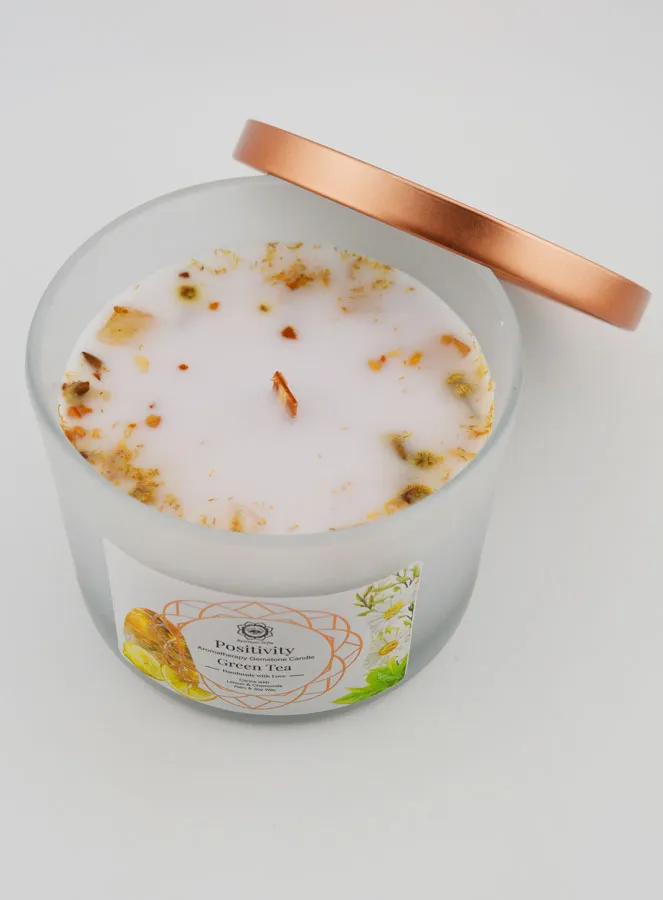 Scented Candle Aromatherapy 256g - Green Tea and Citrine (pic 1)