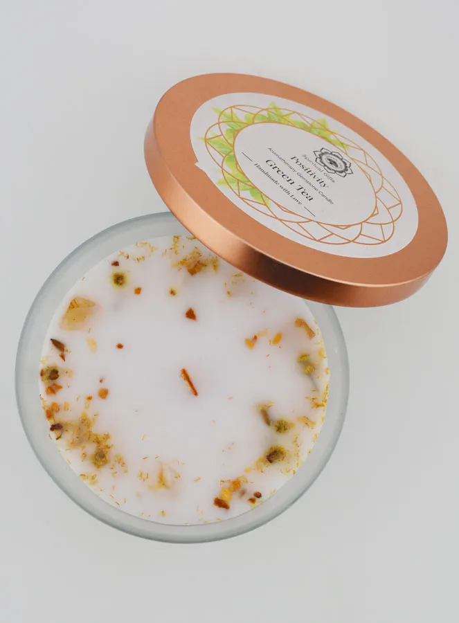 Scented Candle Aromatherapy 256g - Green Tea and Citrine (pic 2)