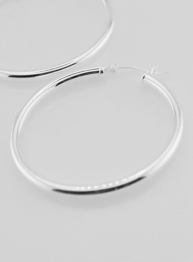 Creole Earrings in 925 Sterling Silver - 40mm (pic 3)