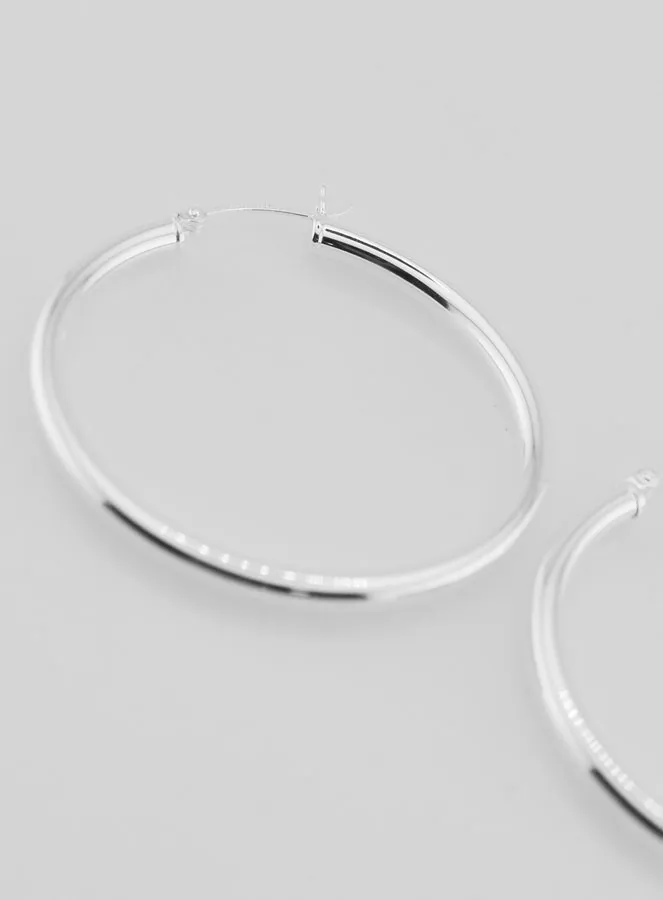 Creole Earrings in 925 Sterling Silver - 40mm (pic 4)