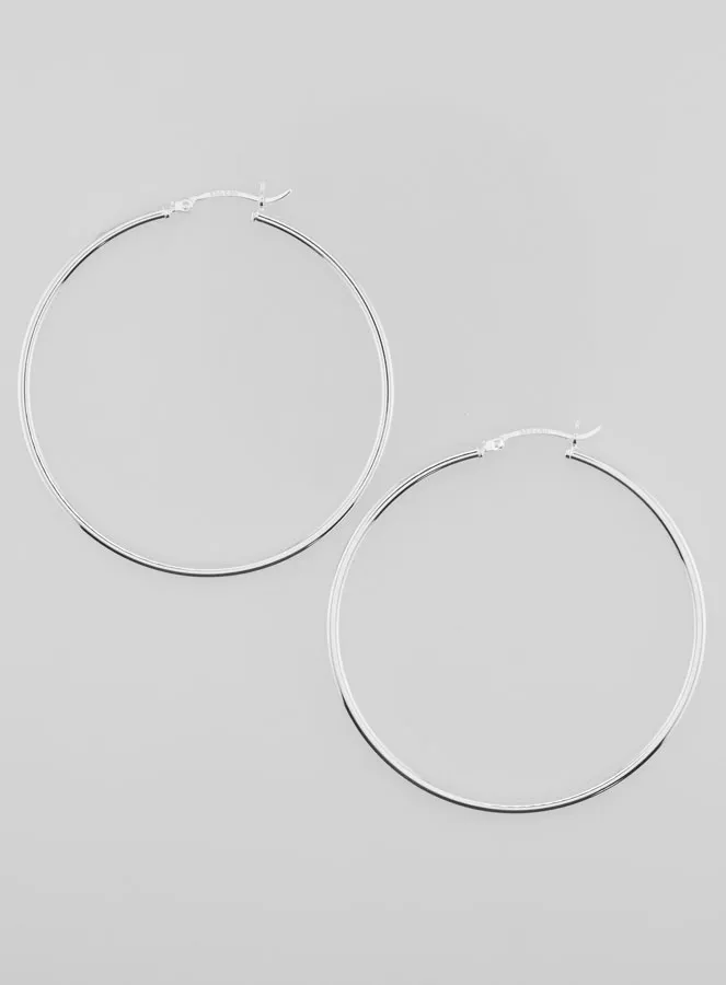 Creole Earrings in 925 Sterling Silver - 50mm (pic 1)