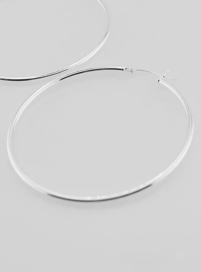 Creole Earrings in 925 Sterling Silver - 50mm (pic 3)