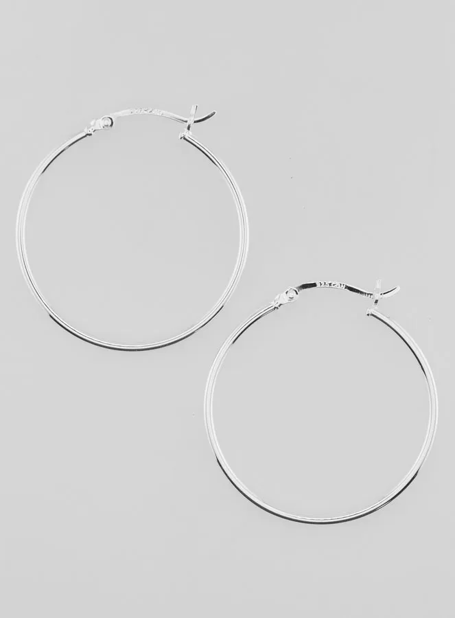 Creole Earrings in 925 Sterling Silver - 30mm (pic 1)