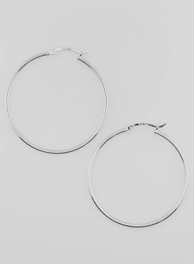Creole Earrings in Rhodium-plated 925 Silver - 40mm (pic 1)