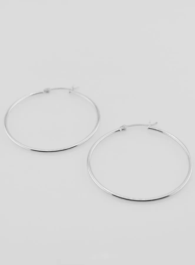 Creole Earrings in Rhodium-plated 925 Silver - 40mm (pic 2)