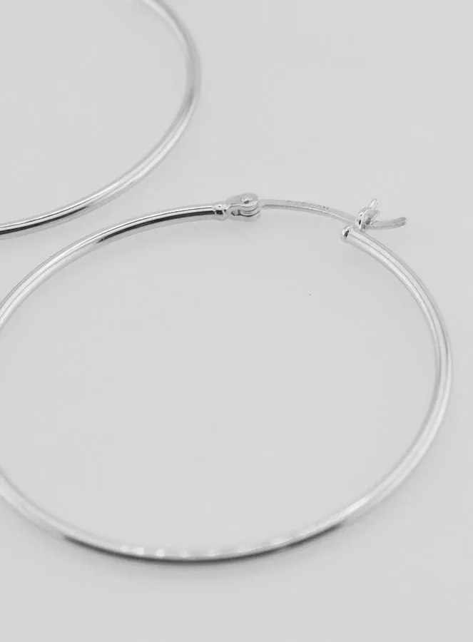 Creole Earrings in Rhodium-plated 925 Silver - 40mm (pic 3)