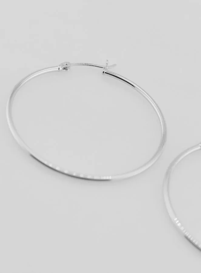 Creole Earrings in Rhodium-plated 925 Silver - 40mm (pic 4)