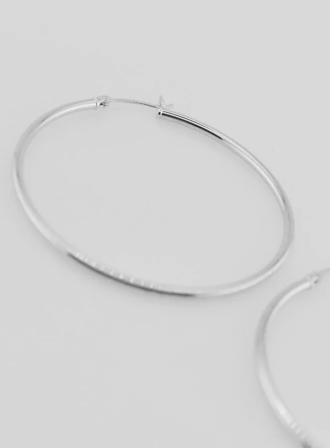 Creole Earrings in Rhodium-plated 925 Sterling Silver - 50mm (pic 4)