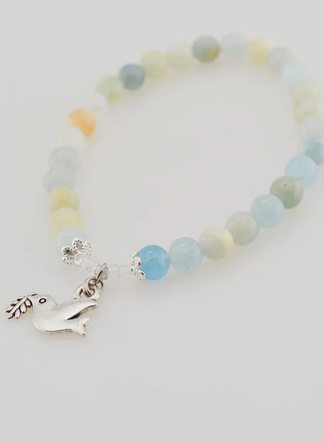 Confirmation Bracelet with Aquamarine Gemstones and Holy Spirit (pic 4)